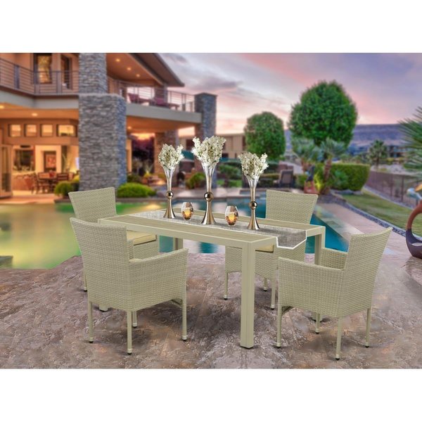 Invernadero 5 Piece Jubi Outdoor-furniture Natural Color Wicker Dining Set - Natural IN2246787